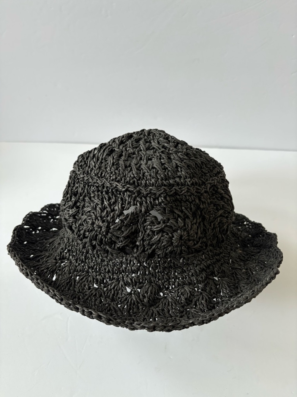 San Diego Hat Company Breezy Bucket Black Crochet Adjustable Resort Cruise Vacay